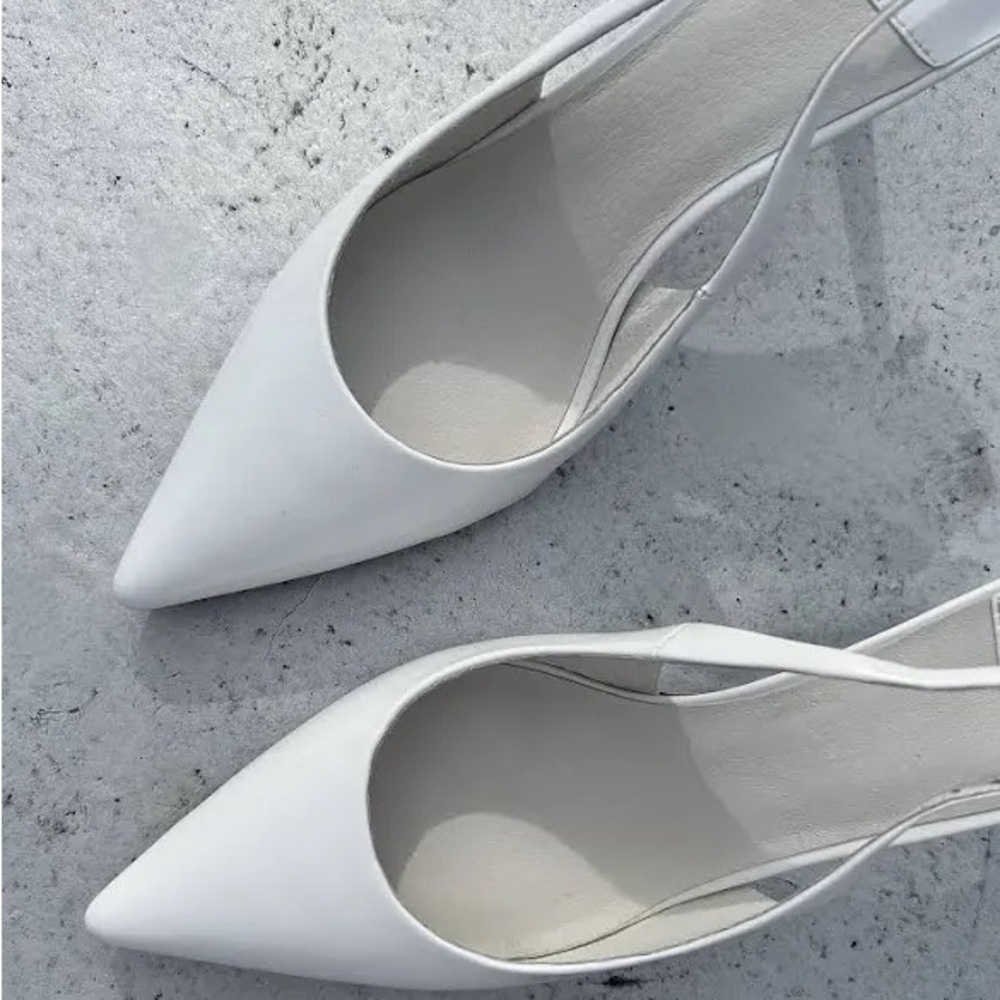 Jeffrey Campbell Gambol Slingback Pointed Toe Pump  White Heels